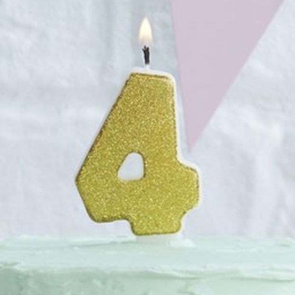 Geburtstagskerze, zahlenkerze, 4, Gold