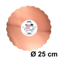 Tortenscheiben 25 cm, Rose Gold, gewellter Rand, 3 Stück