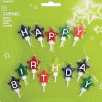 Geburtstagskerzen Happy Birthday, Sterne, 13 Stück
