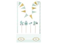 Tortendekoration Wimpel Girlande Toppers Set, Hellgrün