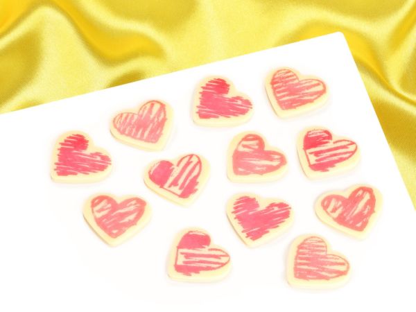 Schokoaufleger Herz weiße Schokolade 24 Stück