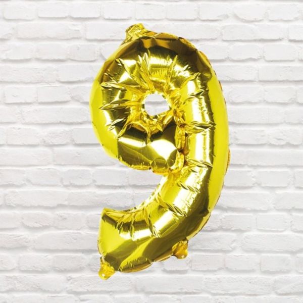 Folienballon Zahl 9 Gold