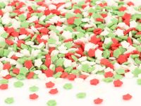 Sprinkle decoration stars white, green, red 80g