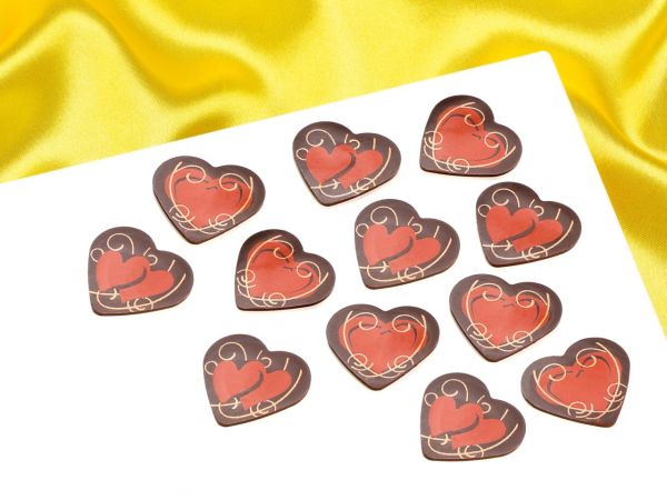 Schokoaufleger Herzen Romantik Zartbitter 24 Stück