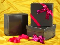 Cake Box 31cm graphit Set of 3 pcs. with Bow Set pink
