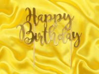 Cake Topper Happy Birthday gold