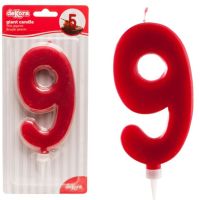 Cake candle XL 9, 15 cm, dark red