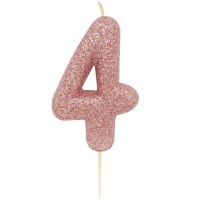 Geburtstagskerze Zahl 4, Rose Gold, 7 cm