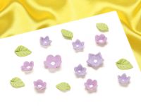 Zuckerdekor Blumen und Blätter Violett 16 Stück