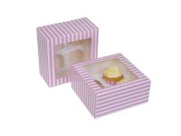 HoM Cupcake Boxen für 4 Cupcakes mit Sichtfenster Weiß-Rosa 2 Stück