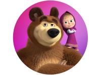 Fondant Paper Masha and the bear pink, round 20cm