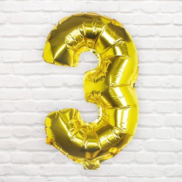 Folienballon Zahl 3 Gold