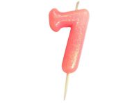 Birthday candle number 7, pink, 7 cm