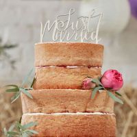 Tortendeko Just Married aus Holz, 14 cm