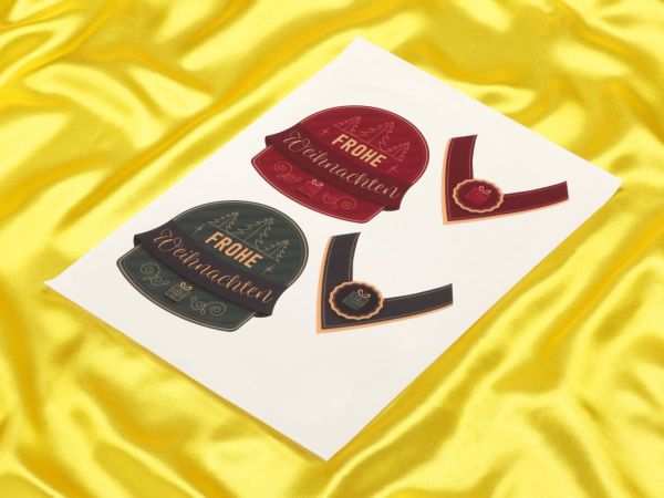 Fondant Paper Champagne Bottle Labels Weihnachten