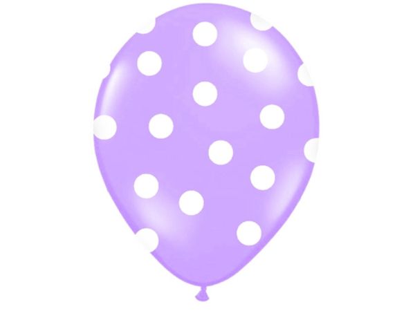 Luftballons Lavendel mit Punkten, 6 Stück, 30 cm