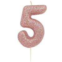 Geburtstagskerze Zahl 5, Rose Gold, 7 cm