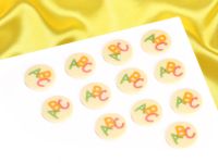 Schokoaufleger ABC weiß rund 3cm 24 Stück