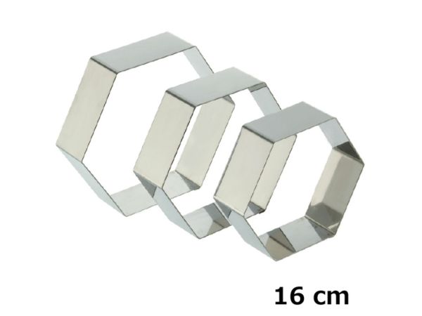 Tortenring Hexagon, 16 cm, Edelstahl