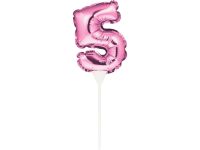 Ballon-Topper Zahl 5, Pink, 13 cm