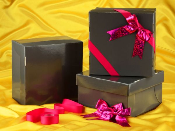 Cake Box 36cm graphit Set of 3 pcs. with Bow Set pink