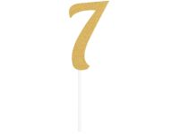 Tortentopper Zahl 7, Gold, 8 cm