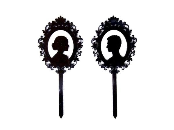 Torten Topper Braut &amp; Bräutigam, Silhouetten, 2 Stück