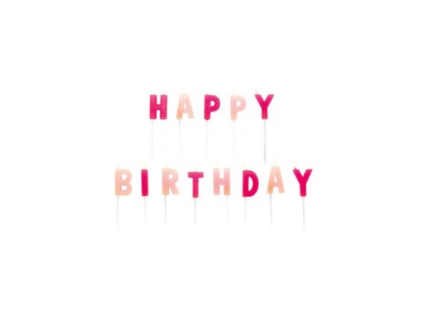 Geburtstagskerzen Happy Birthday, Pink/Rosa