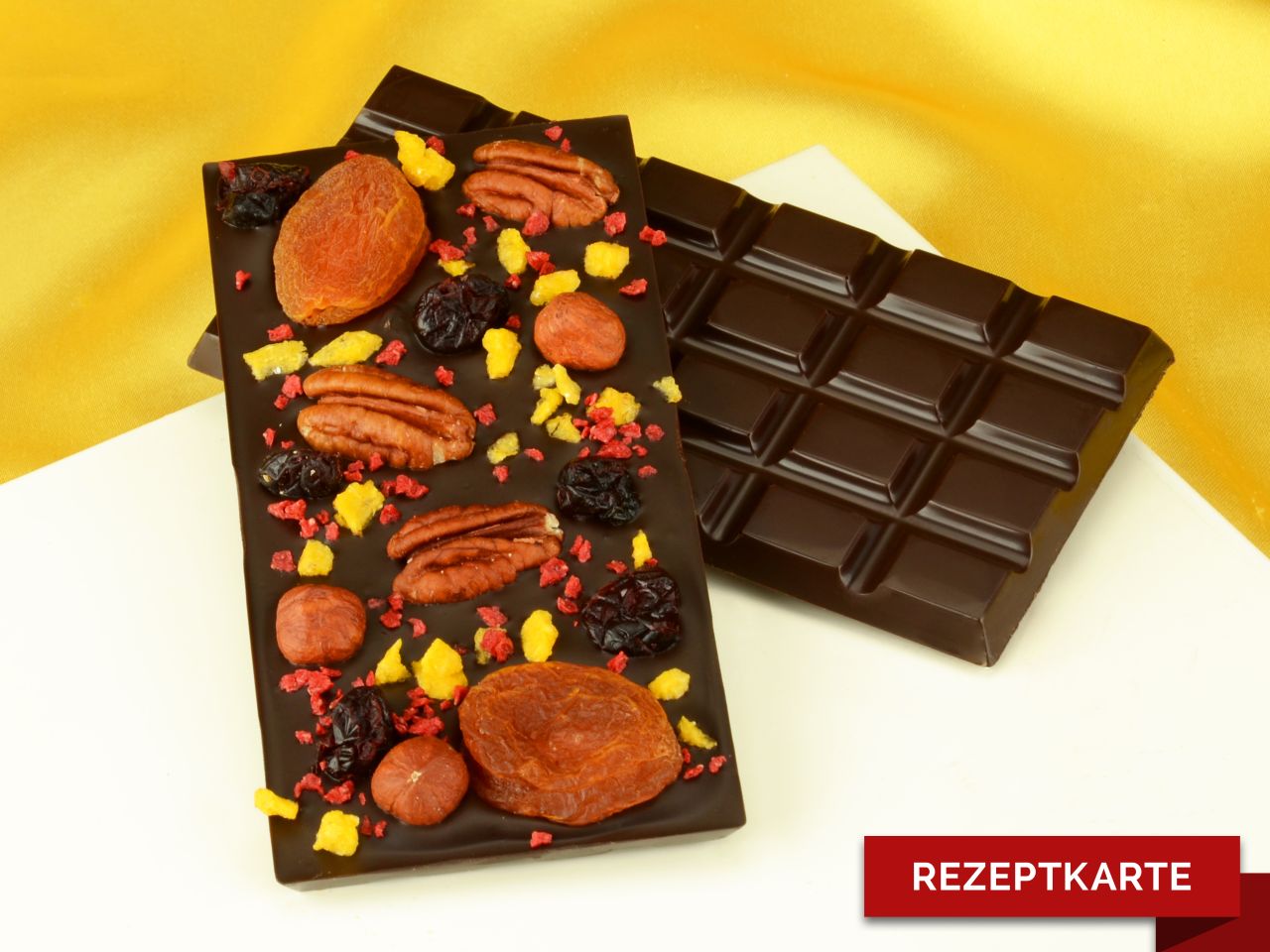 Schokoladentafel Frucht-Crunch Rezeptkarte | Schokoladen-Tafeln ...