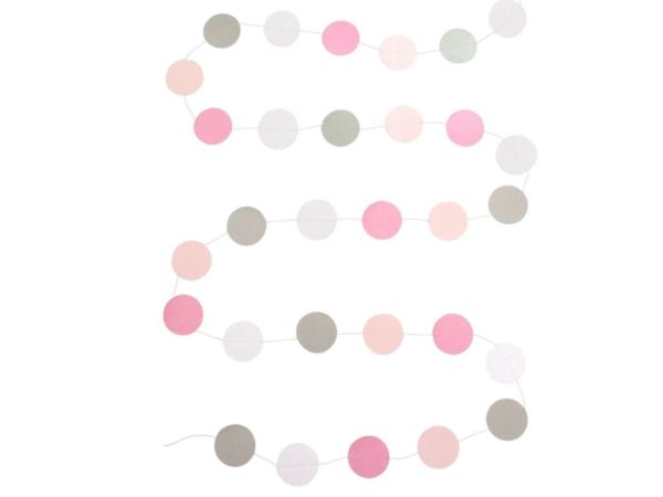 Partygirlande Kreise, Pink &amp; Grau, 3,6 Meter