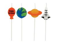 Geburtstagskerzen Weltraum, 4 Stück