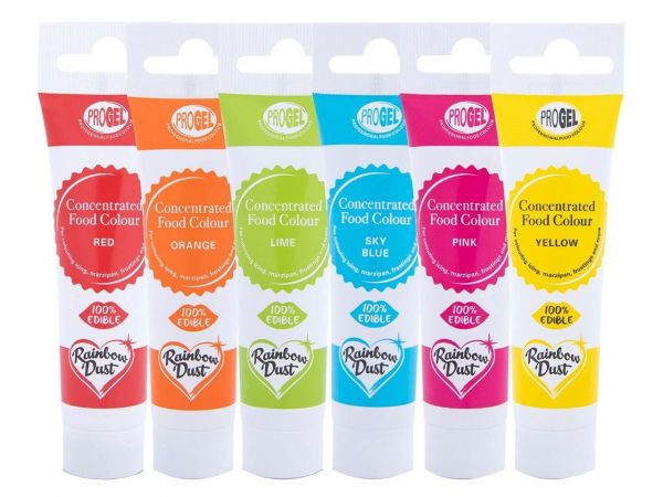 Lebensmittelfarbe ProGel Multipack Rainbow 6x25g