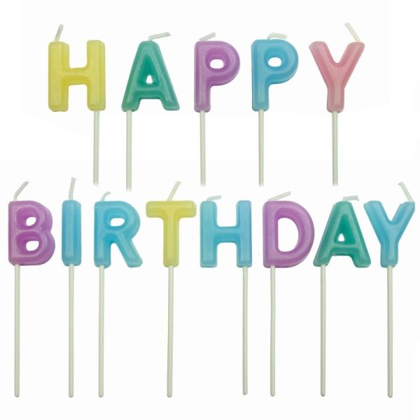 PME Kerzen Pastell HAPPY BIRTHDAY