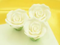 Roses 35mm white sugar 3 pieces