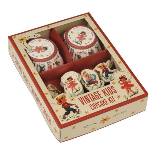Muffinförmchen und Picker, Vintage Cupcakes