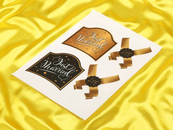 Fondant Paper Champagne Bottle Labels Just married
