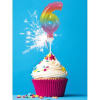 Ballon-Topper Zahl 6 Regenbogen