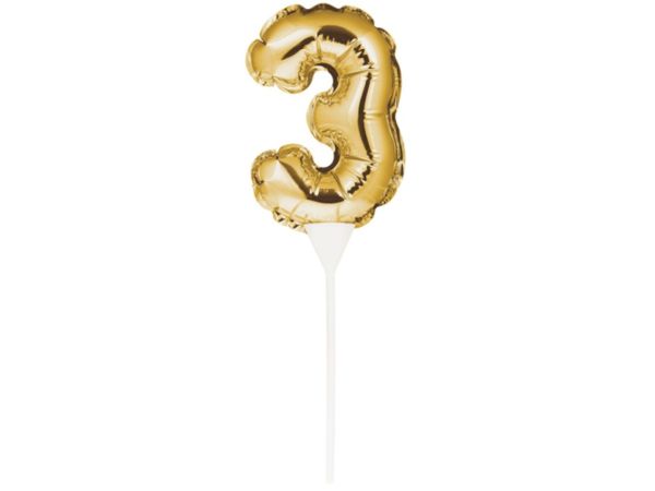Ballon-Topper Zahl 3, Gold, 13 cm