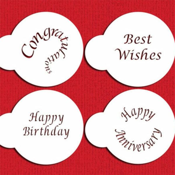 Cupcake-Schablone Set Happy Birthday, 5 cm, 4 Stk.