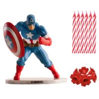 Tortenfigur mit Kerzen Captain America, SET