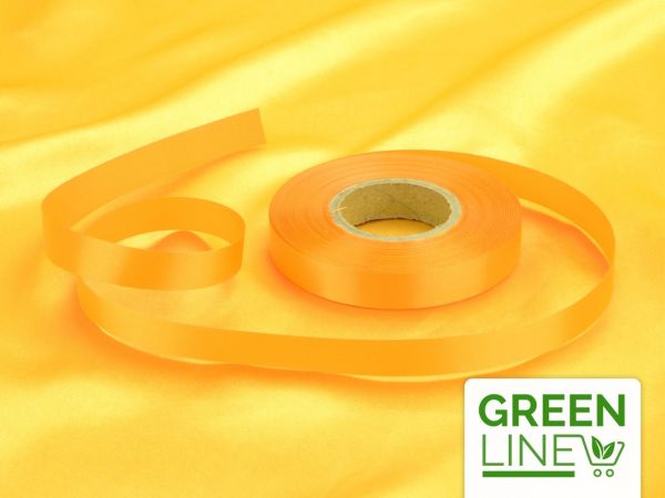 Satin ribbon yellow 14mm; 30m GREENLINE