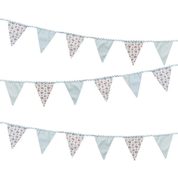 Stoffgirlande Rosen Babyblau, 3 Meter