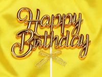 Cake Topper Happy Birthday gold 3D