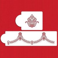 Schablone Meenakari, Royal Icing & Airbrush Set, 10x36 cm