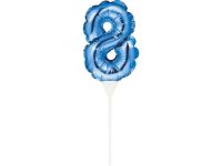 Ballon-Topper Zahl 8, Blau, 13 cm