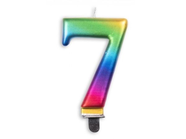 Geburtstagskerze Zahl 7 Regenbogen