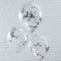 Luftballons Silbernes Konfetti, 5 Stück, 30 cm