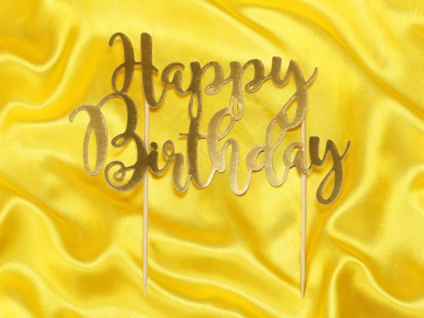 Cake Topper Happy Birthday gold