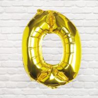 Folienballon Zahl 0, Gold, 40 cm