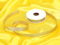 Satin ribbon gold glitter 15mm; 5m